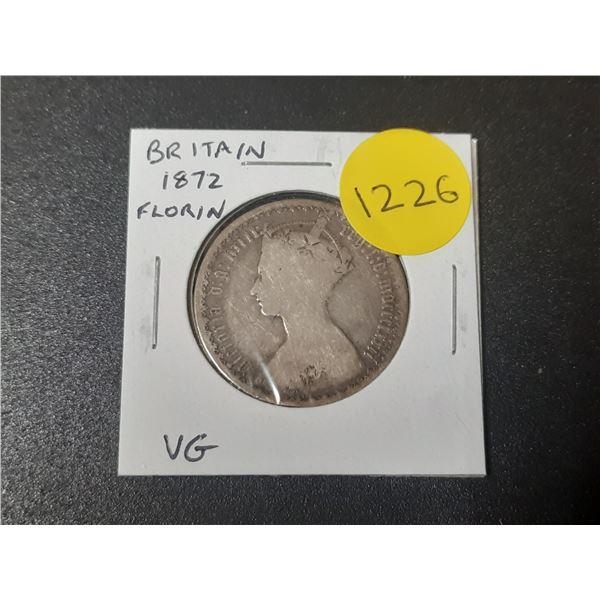 Great Britain. 1872 Silver Gothic Florin. VG.