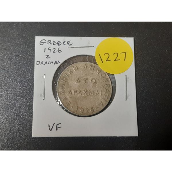 Greece. 1926 2 Drachma. VF.