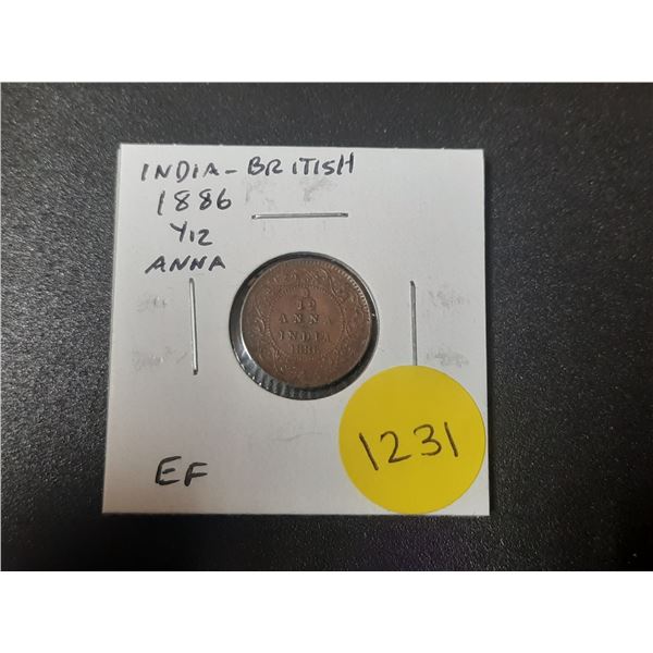 India – British. 1886 1/12 Anna. EF.