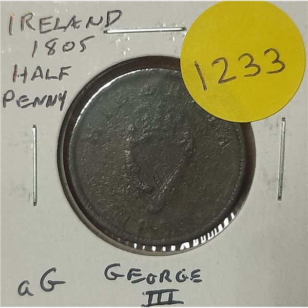 Ireland. 1805 Half Penny. George III. About Good.