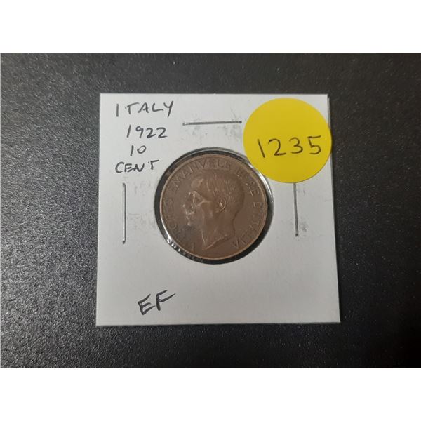 Italy. 1922 10 Cent. First coinage under Mussolini. EF.