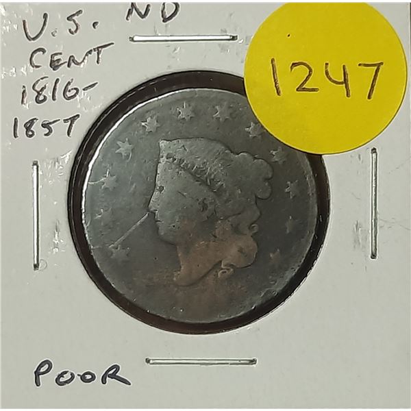 U.S. No Date (1816 – 1857) Large Cent. Poor.