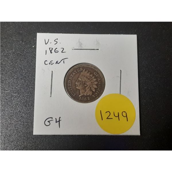 U.S. 1862 Indian Head Cent. Good.