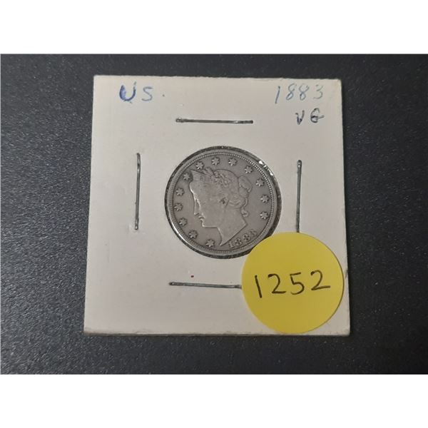 U.S. 1883 Liberty Head 5 Cents without Cents. First issue. VG.