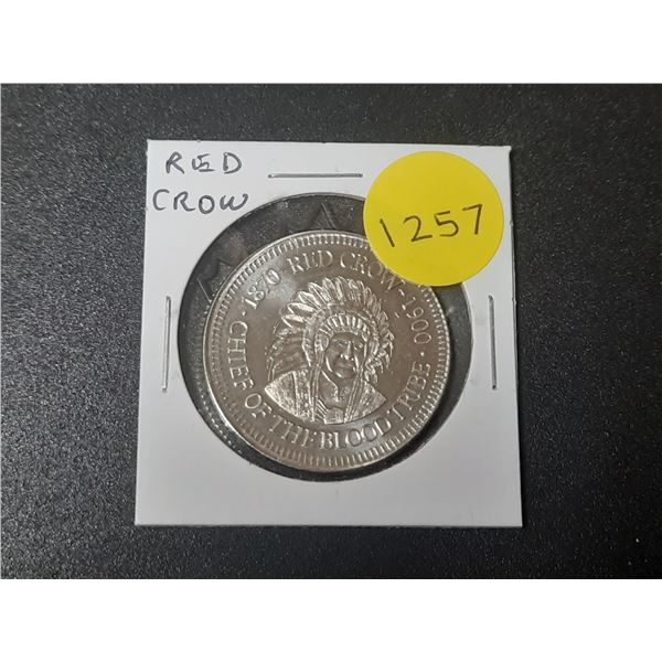 Fort MacLeod Medal. Commemorates Red Cloud, Chief of the Blood Tribe and the RCMP. Unc.
