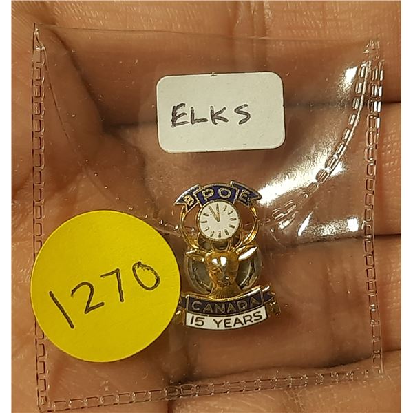 BPOE Elks 15 Years Pin. Enameled. Unc.
