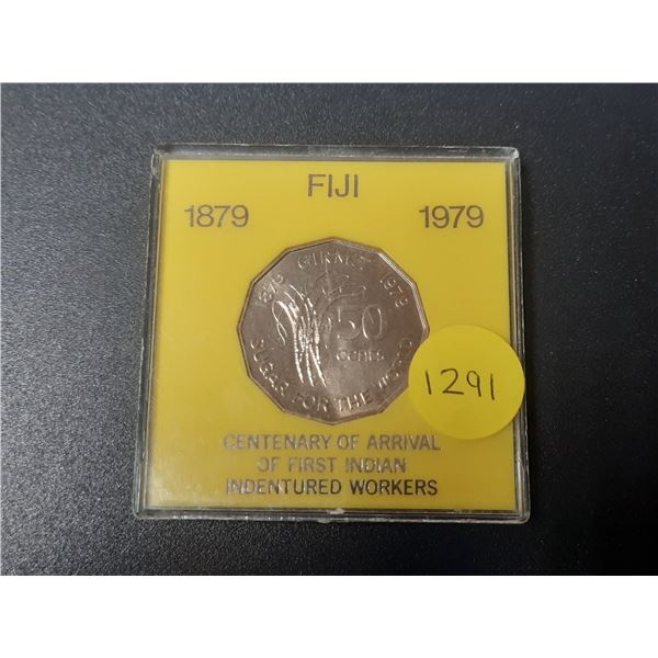 Fiji. 1879 – 1979 50 Cents commemorating the Centennial of the arrival of the first Indian 