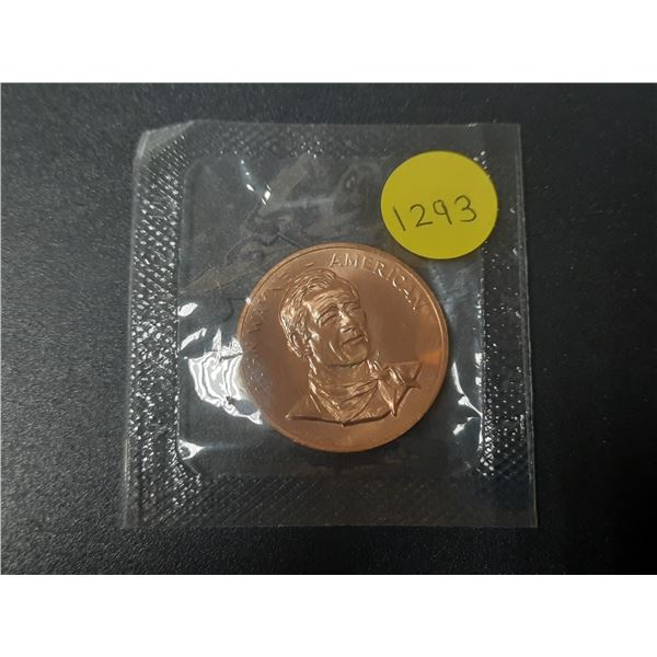 John Wayne bronze medal. Housed in its original unopened plastic.