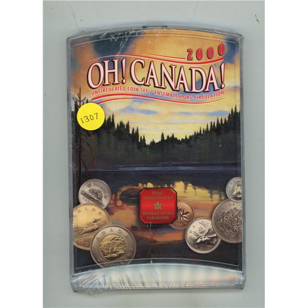 2000 Oh Canada Uncirculated Coin Set. 7-coin set, housed in its original unopened RCM case.
