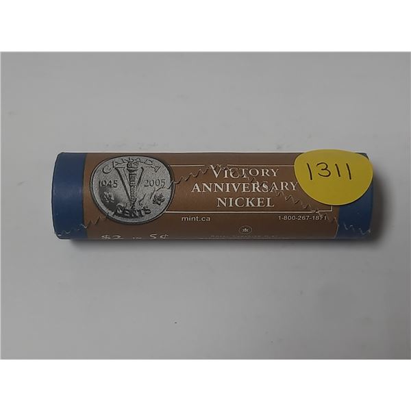 Unopened roll of 40 1945 – 2005P Victory Anniversary Nickels. BU.