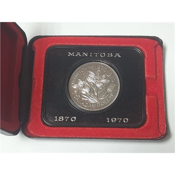1870 – 1970 Centennial of Manitoba Nickel Dollar. Specimen. Housed in its original RCM case