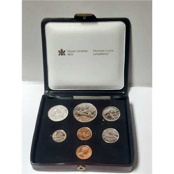 1979 7-coin Nickel Custom Set. Includes two 1 Cent Coins. Housed in its original RCM maroon case wit