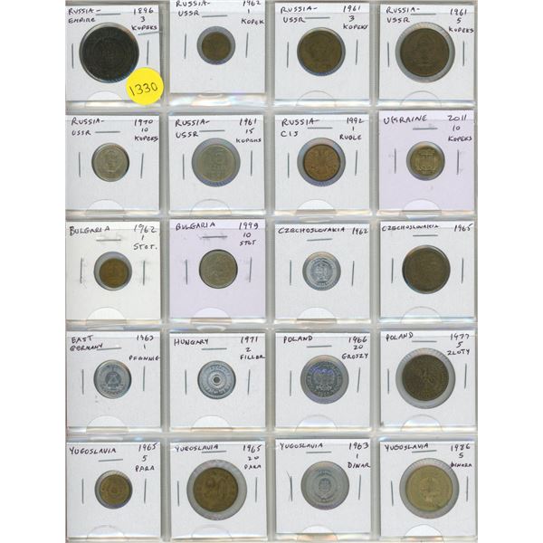 Set of 20 Russian and Eastern European coins.