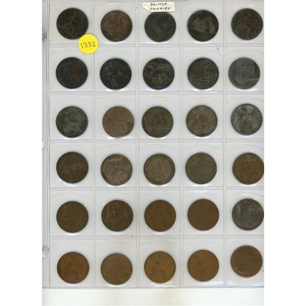 Set of 30 different British Pennies 1866 to 1967.