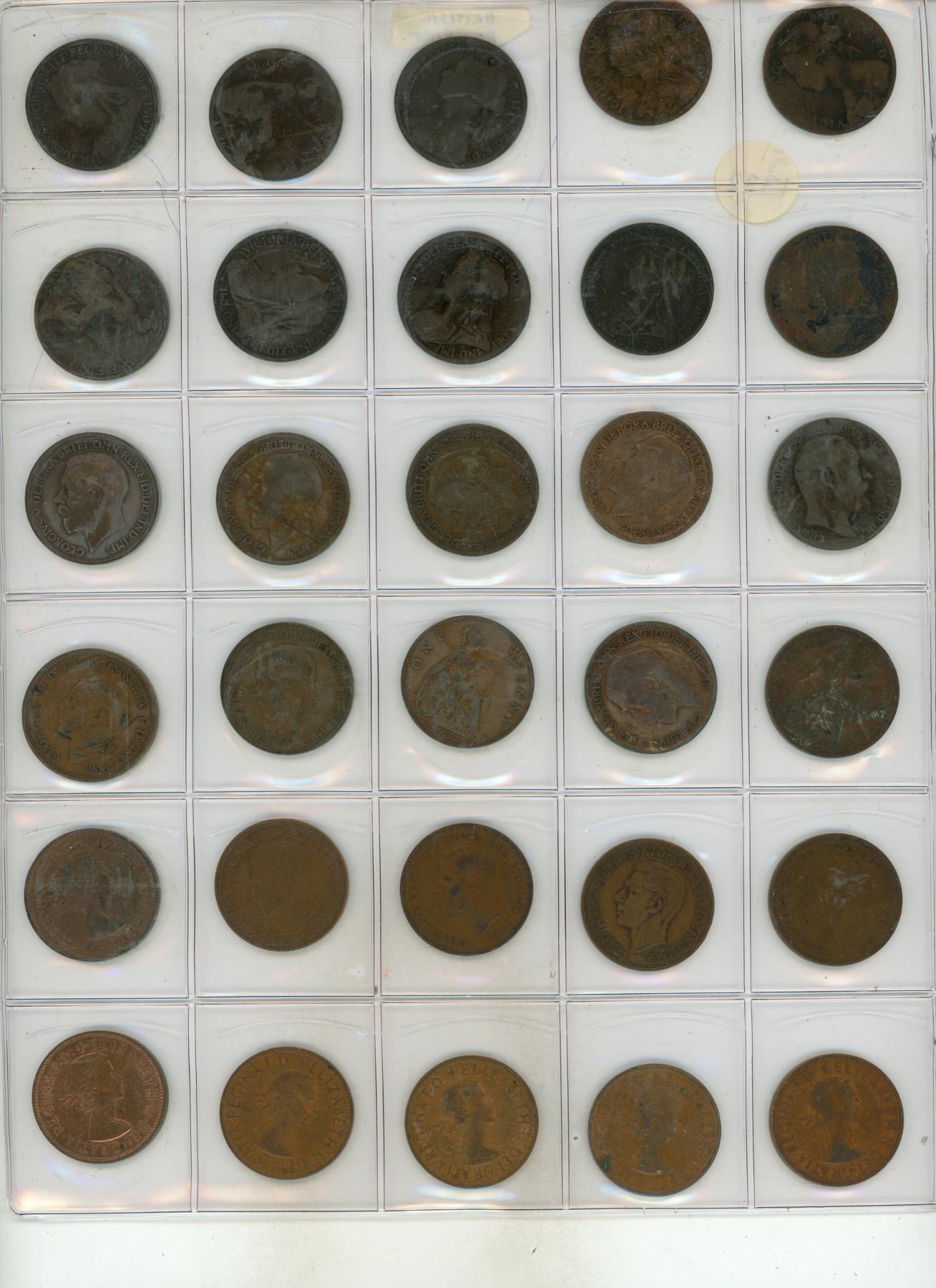 Set of 30 different British Pennies 1866 to 1967. - Schmalz Auctions