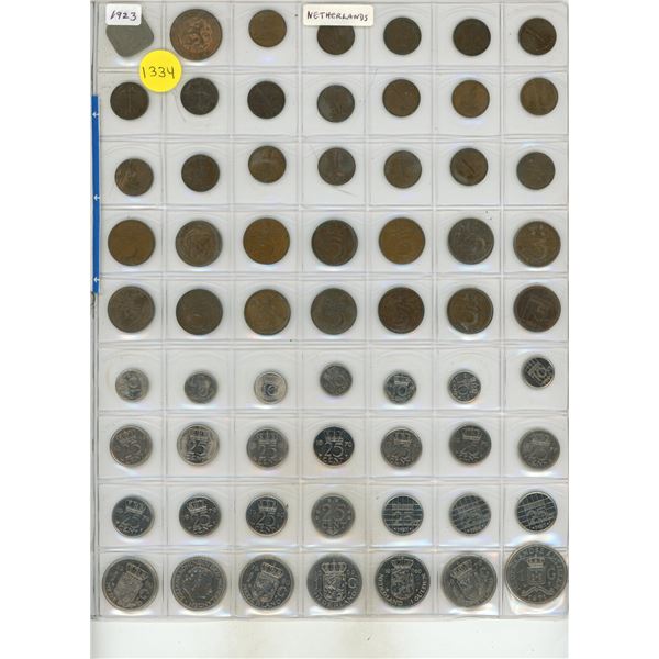 Set of 63 different coins from the Netherlands.
