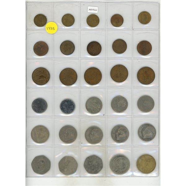 Set of 30 different Mexican coins up to 1000 Pesos.