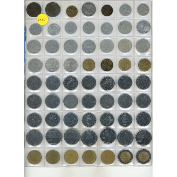 Set of 63 different Italian coins up to 500 Lire.