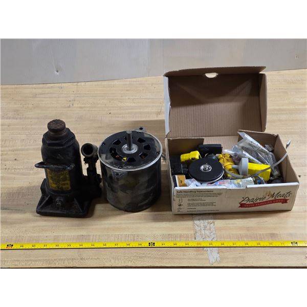Bottle jack, electric motor, misc hardware
