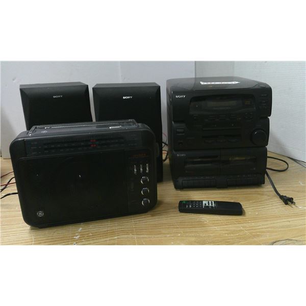 stereo, speakers, cassette/CD player