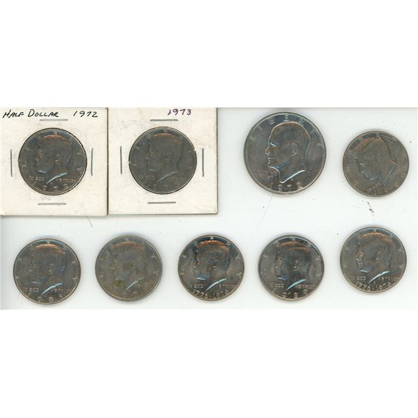 Bag of U.S.A Half Dollar and One Dollar U.S.A Coin.