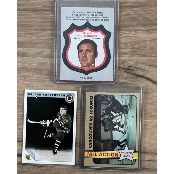 Pride of Cudworth! Orland Kurtenbach hockey cards. 1972-73 Special insert player crest and NHL Actio