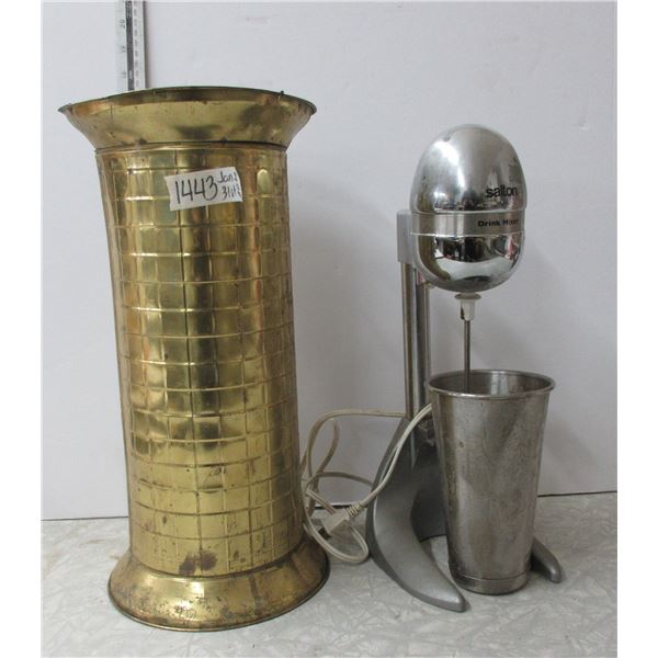 Salton Drink Mixer (untested) and Brass Umbrella Stand