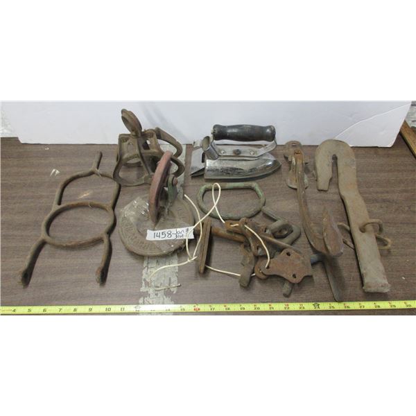 Lot of CastIron Items (Hinges, Cant Hook,ect.)