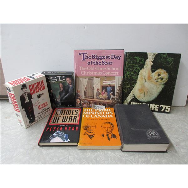 Lot of Books , DVD of CharlieChaplin and CSI