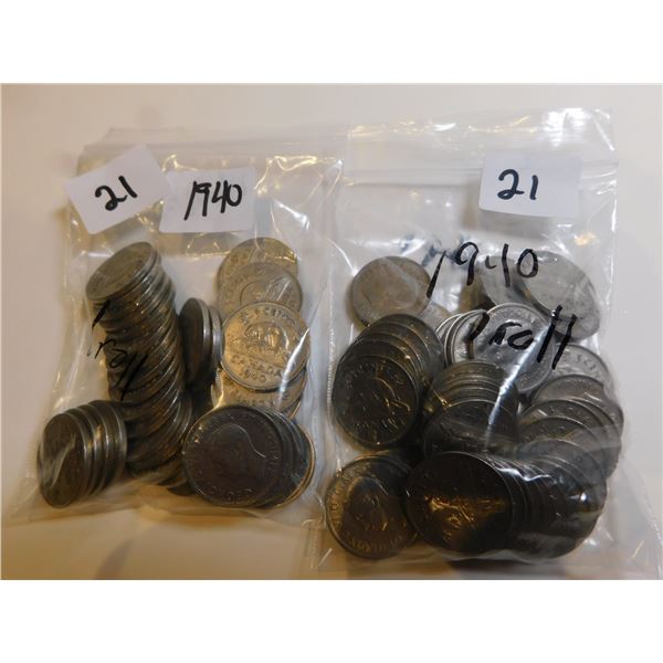 2 ROLLS 1940 FIVE CENTS