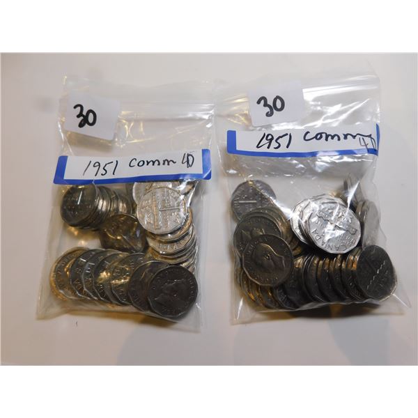 2 ROLLS 1951 COMMEMORATIVE FIVE CENTS