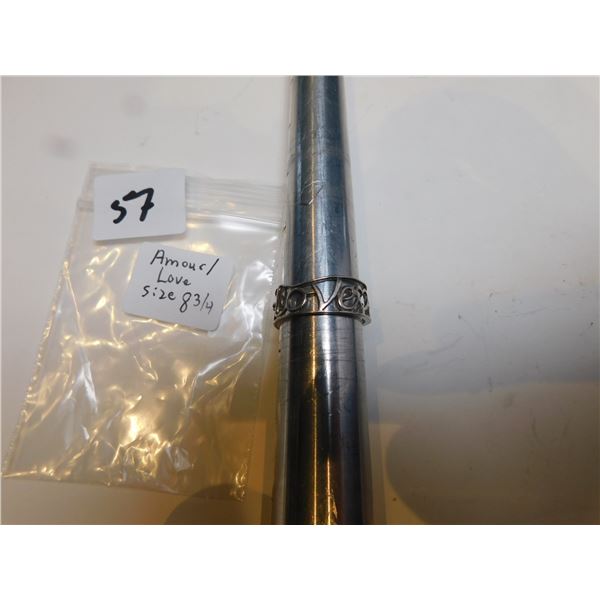 AMOUR/LOVE STERLING RING SIZE 8 ¾