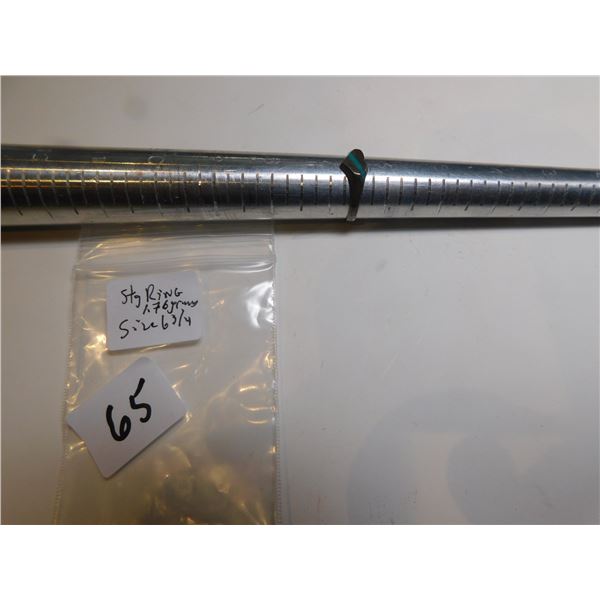 SIZE 6 ¾ STERLING HEART SHAPE RING WITH TURQUOISE INLAY