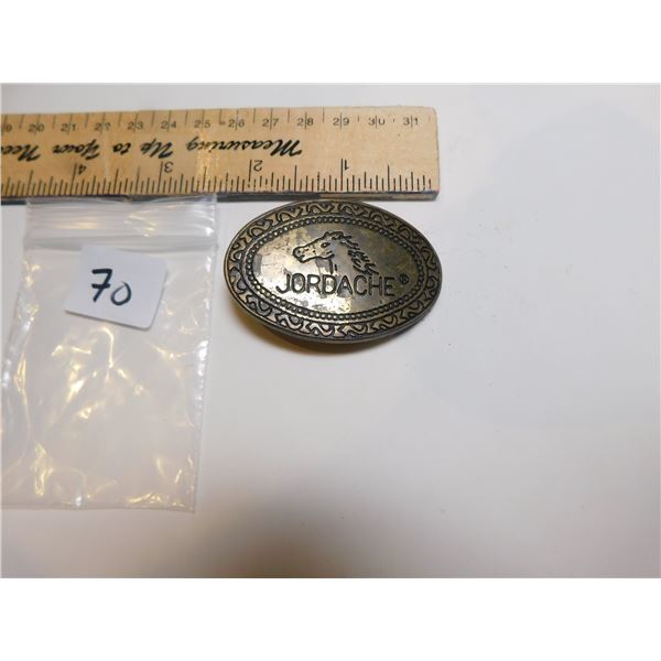 SMALL JORDACHE VINTAGE BRASS BELT BUCKLE