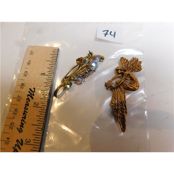 FAIRY AND AURORA BOREALIS RHINESTONE BROACHES