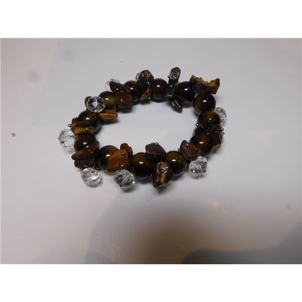 TIGER EYE AND CRYSTAL STRETCH BRACELET