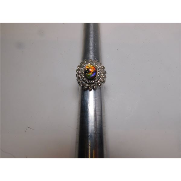 SILVERTONE RHINESTONE RING MARKED 94 INSIDE SIZE 6-7