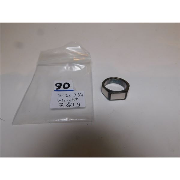 STERLING SILVER RING WITH INLAY
