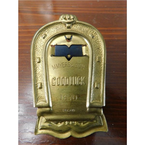 M. MYERS & SON GOOD LUCK 1870 ENGLAND PAPERCLIP