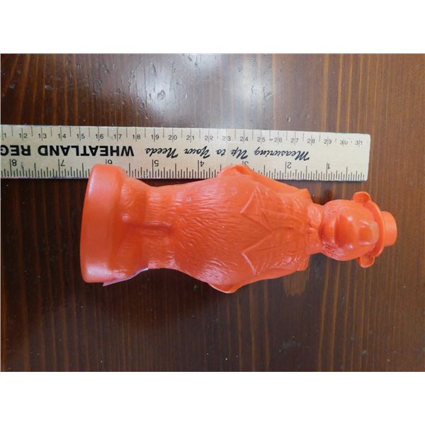 ORANGE BEAR PLASTIC COIN BANK
