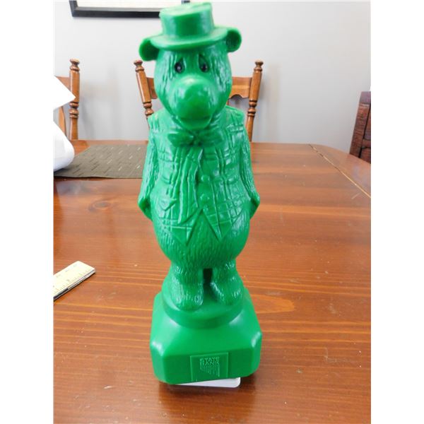 GREEN BEAR STATE BANK PLASTIC COIN BANK