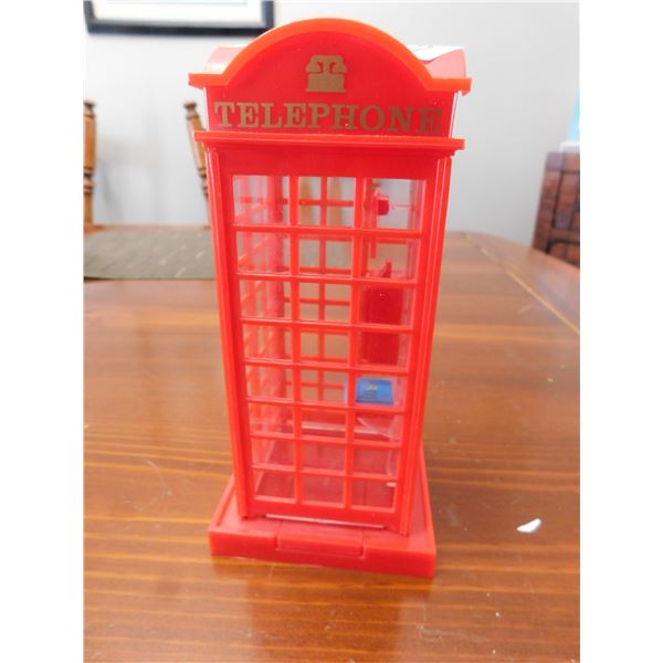 BRITISH TELEPHONE BOOTH COIN BANK, PLASTIC