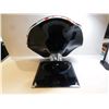 Image 3 : MURANO ART GLASS BLACK WITH ORANGE INCLUSIONS PEDESTAL FRUIT BOWL
