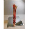 Image 1 : RED AND CLEAR ART GLASS BUD VASE 8 3/4” TALL