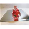 Image 3 : RED AND CLEAR ART GLASS BUD VASE 8 3/4” TALL