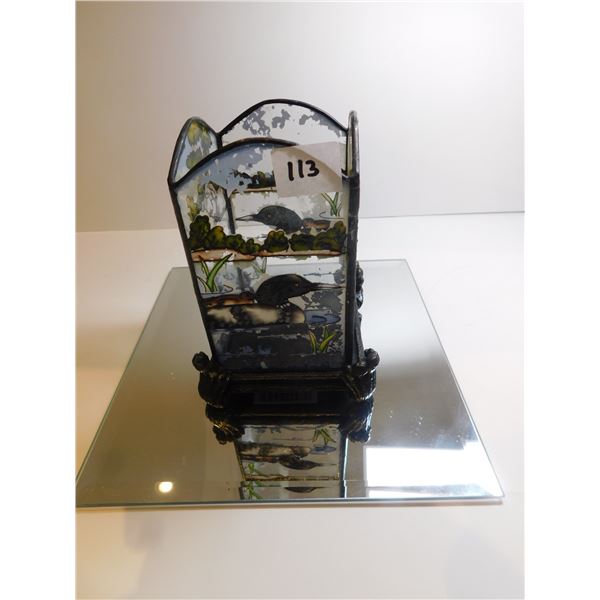 LOON HAND PAINTED CANDLE HOLDER