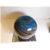 Image 5 : VINTAGE ROUND BLUE AND BROWN SWIRL VASE 7”, ART GLASS