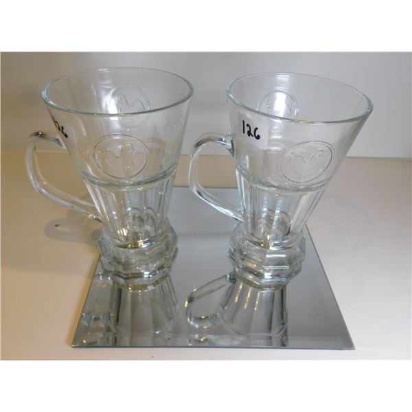 2-ROOSTER EMBOSSED MUGS CRISTAL D’ARQUES DURAND