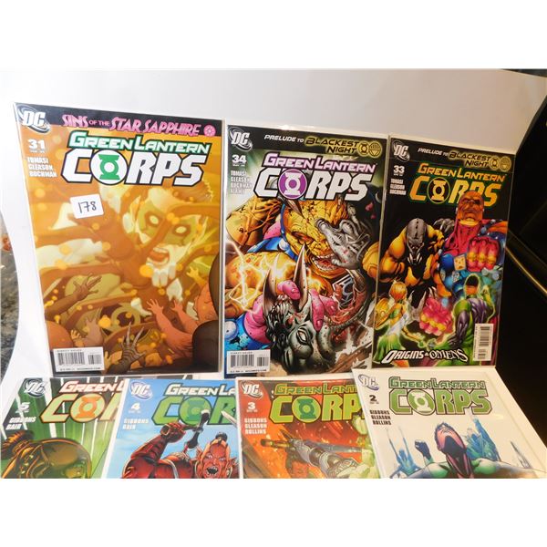 7-GREEN LANTERN CORPS COMIC BOOKS IN SLEEVES