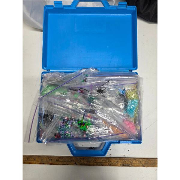Blue case full of beads for bracelets